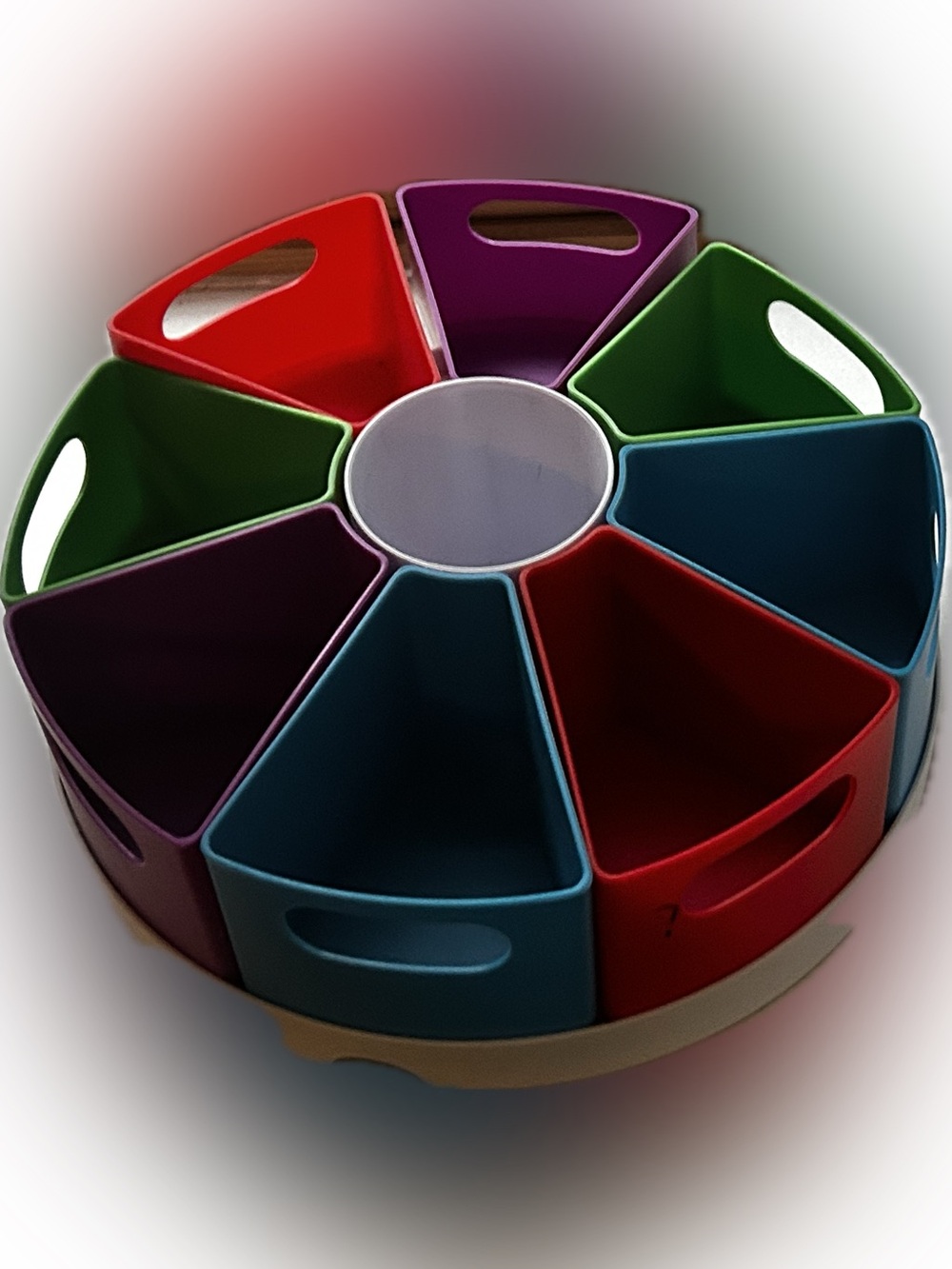 Multi-Compartment Rotating Carousel Desk Caddy Organizer wedge shape storage bin